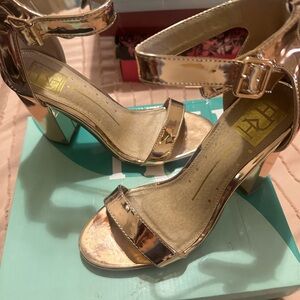 Elegant Rose Gold Heeled Sandals